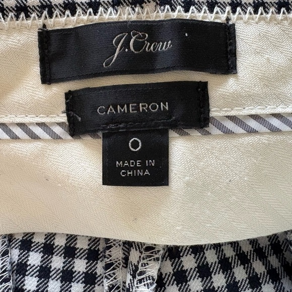 JCREW Black and White Gingham Cameron Pant, Size 0 - Picture 5 of 8